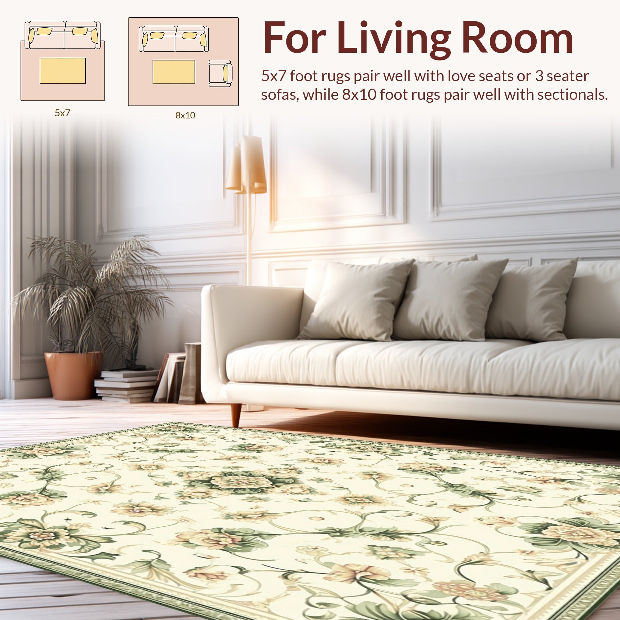 Vintage Floral Leaf Pattern Rug