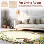 Whimsical Bunny Floral Garden Rug