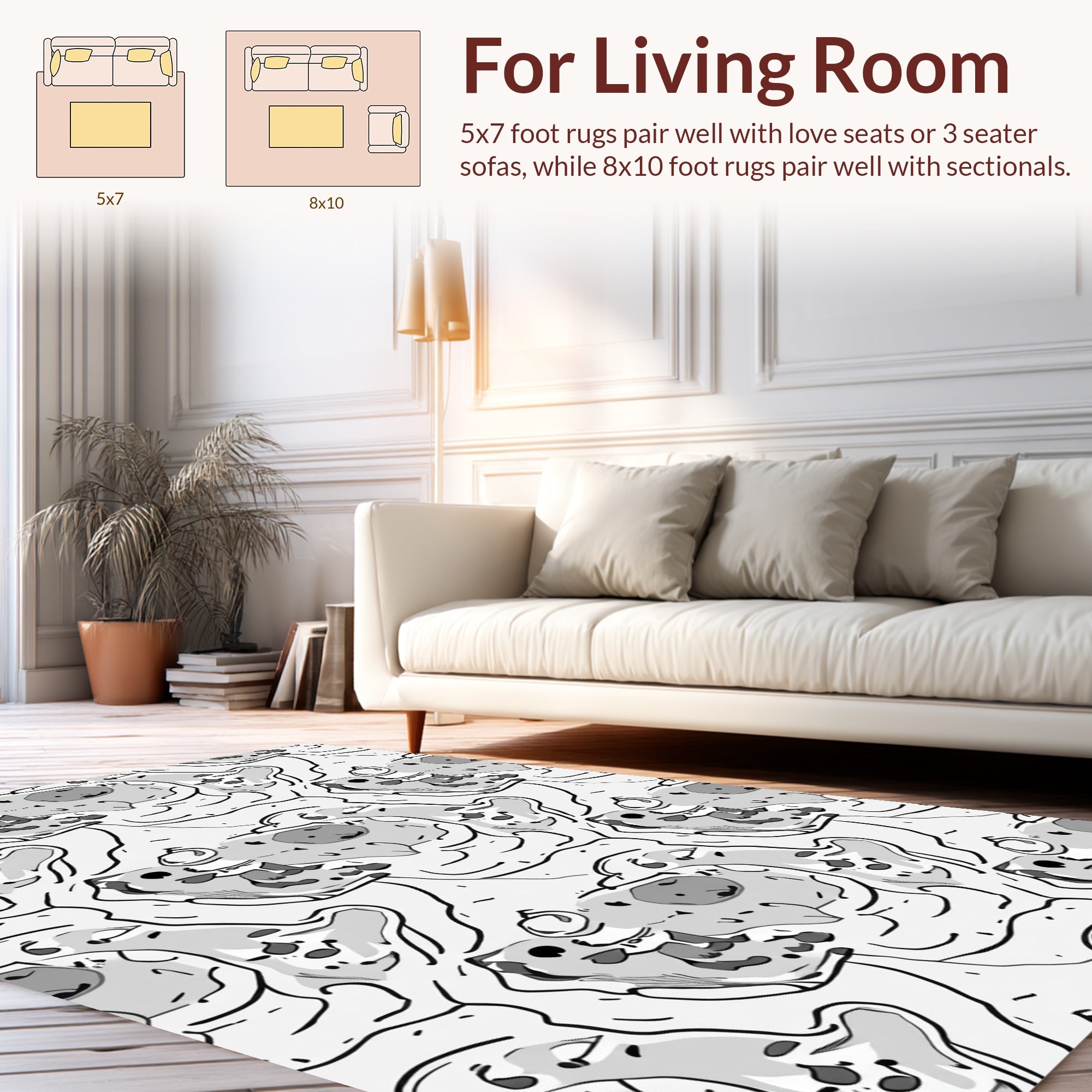 Whimsical Spots and Lines Organic Pattern Rug