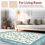 Blue Floral Vine Intricate Design Rug