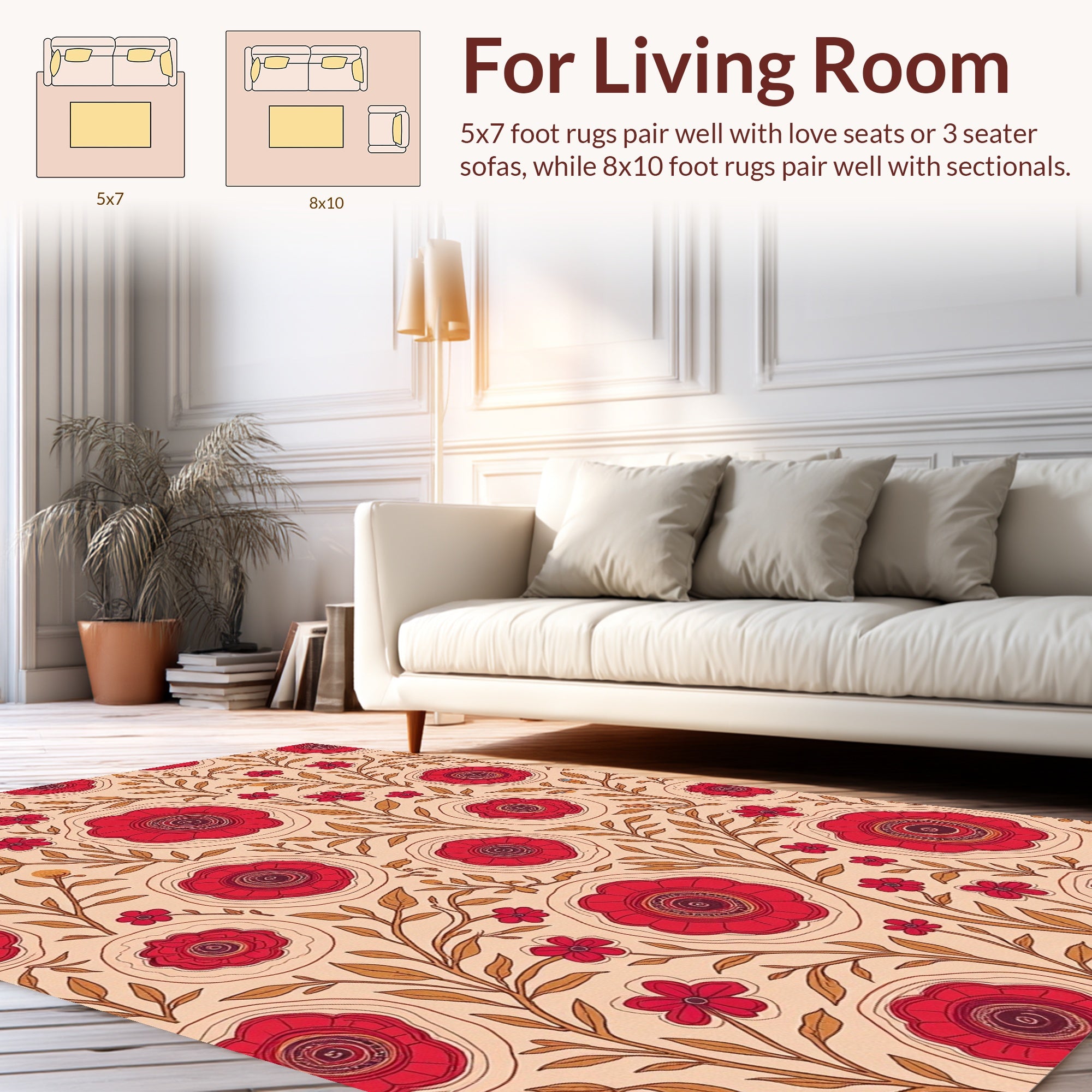 Red Floral Vine Artful Design Rug