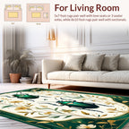 Emerald Beetles Botanical Art Rug