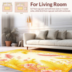 Golden Feather and Floral Design Rug