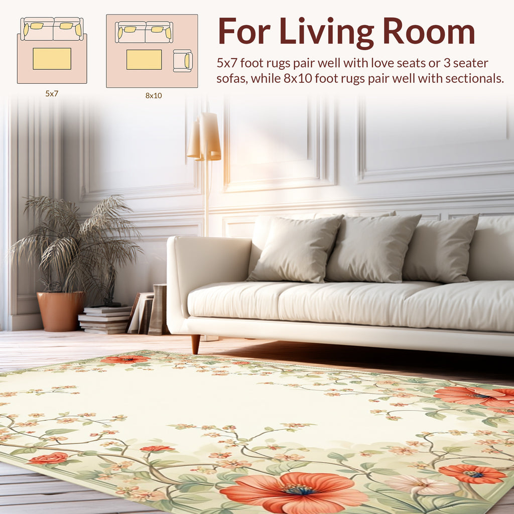 Vintage Floral Vine Garden Pattern Rug