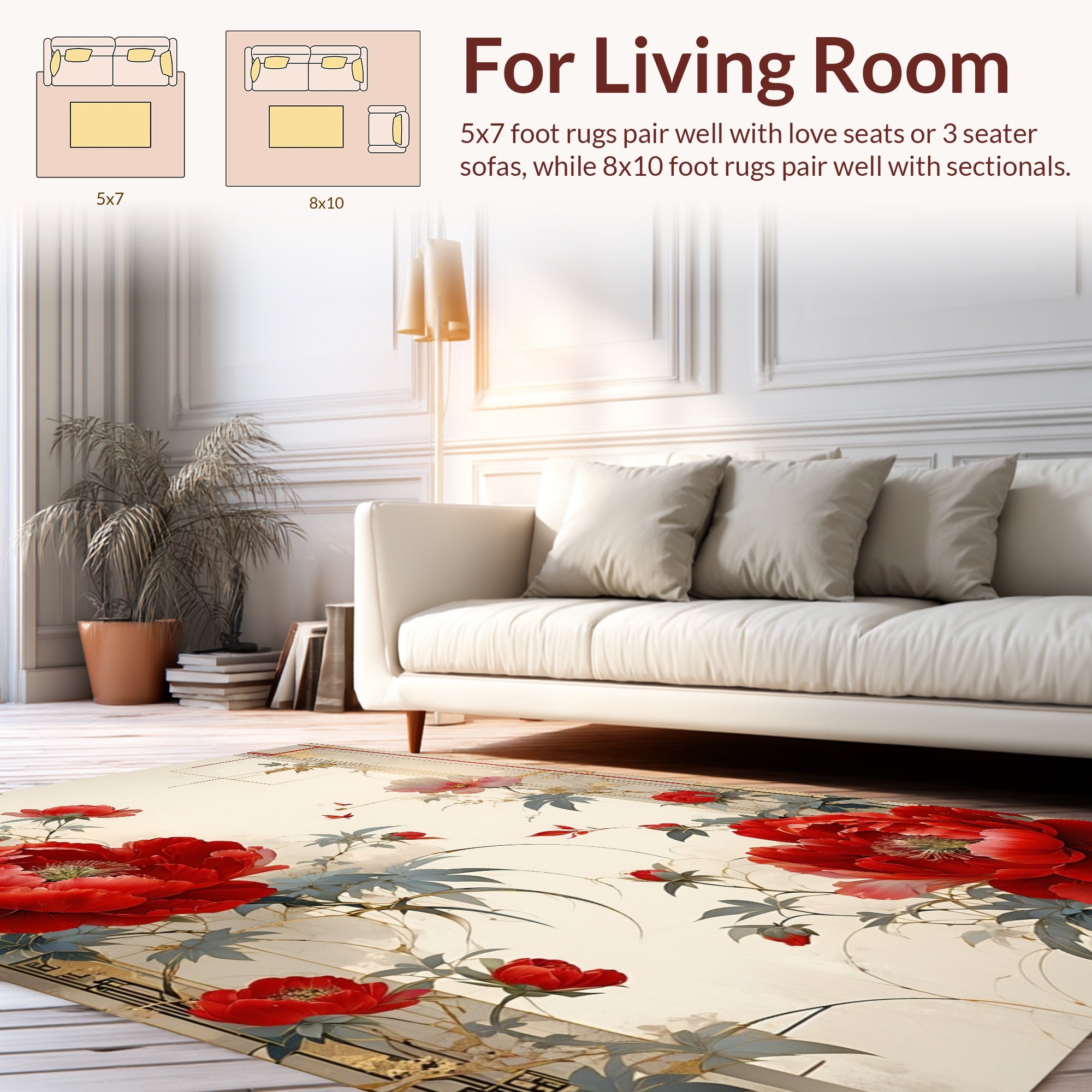 Red Peony Floral Artistry Rug