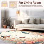 Whimsical Butterflies Floral Garden Design Rug