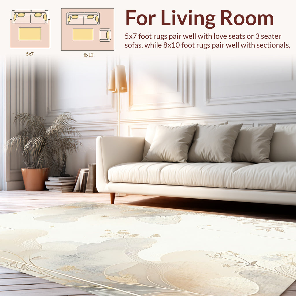 Ethereal Floral Outline Scenic Pattern Rug