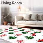 Red Truck Snowflakes Christmas Trees Rug