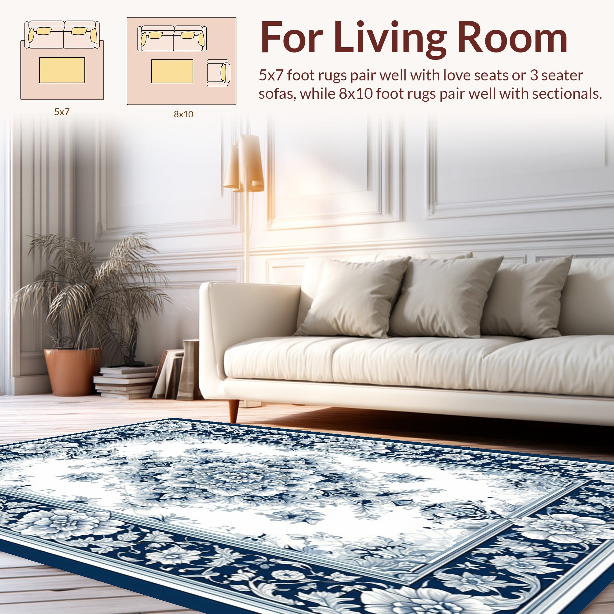 Intricate Floral Damask Classic Design Rug