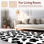 Black White Abstract Blob Pattern Rug