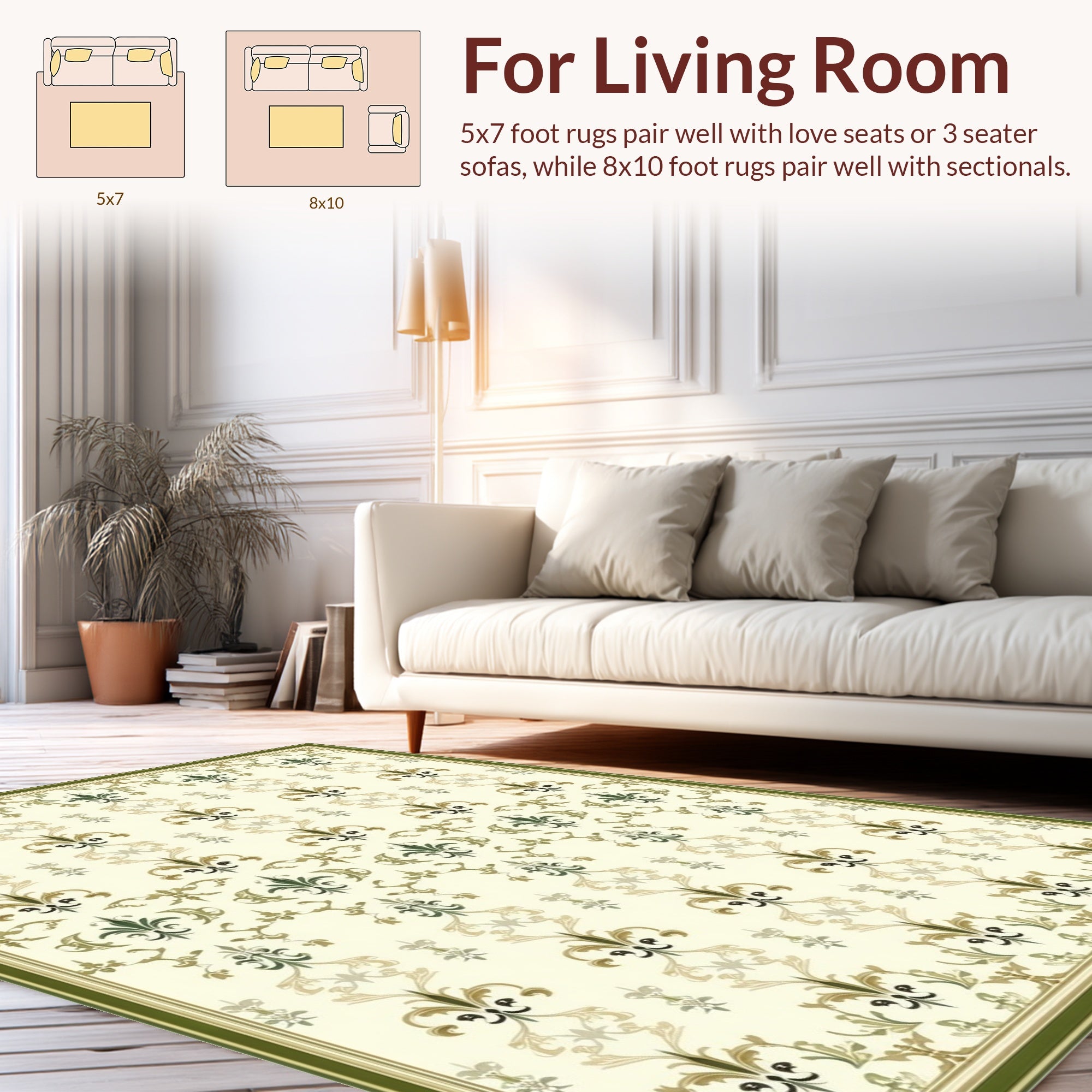 Ornate Scrollwork Botanical Pattern Rug