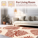 Crimson Botanical Fan Pattern Design Rug