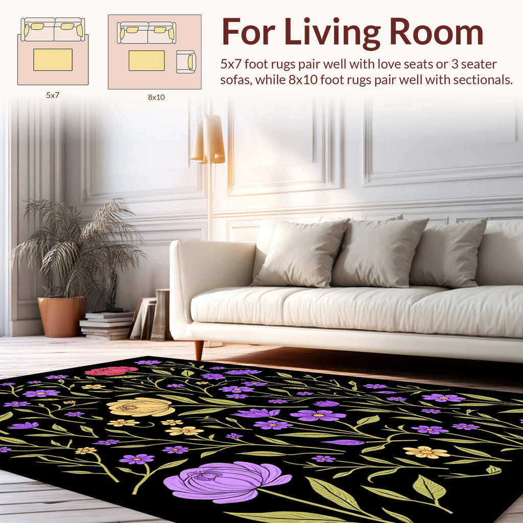 Enchanting Floral Botanical Pattern Rug