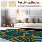 Modern Teal Leaf Pattern Rug
