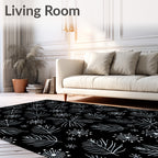 Black White Pine Needle Snowflake Rug