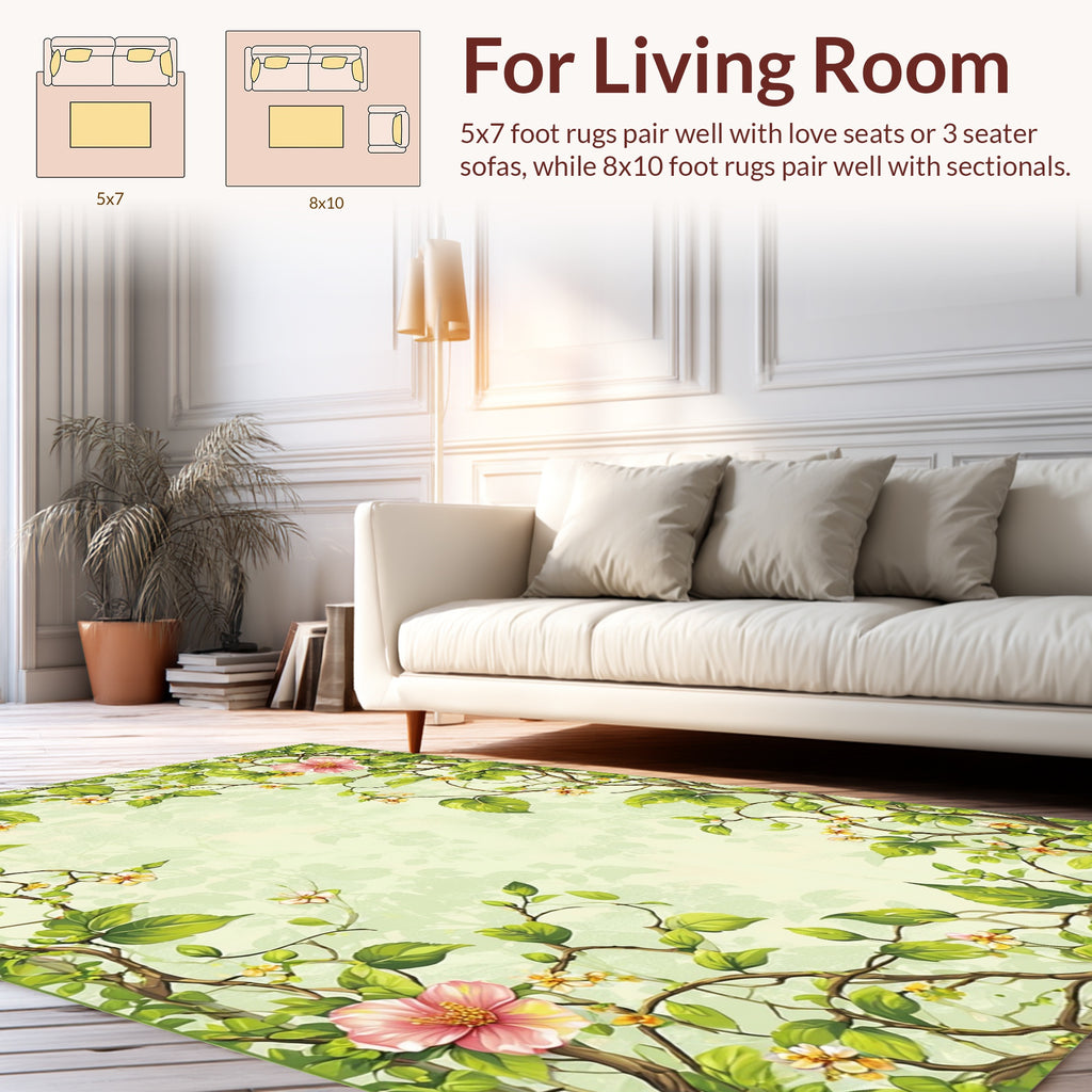 Vines And Blossoms Nature Pattern Rug