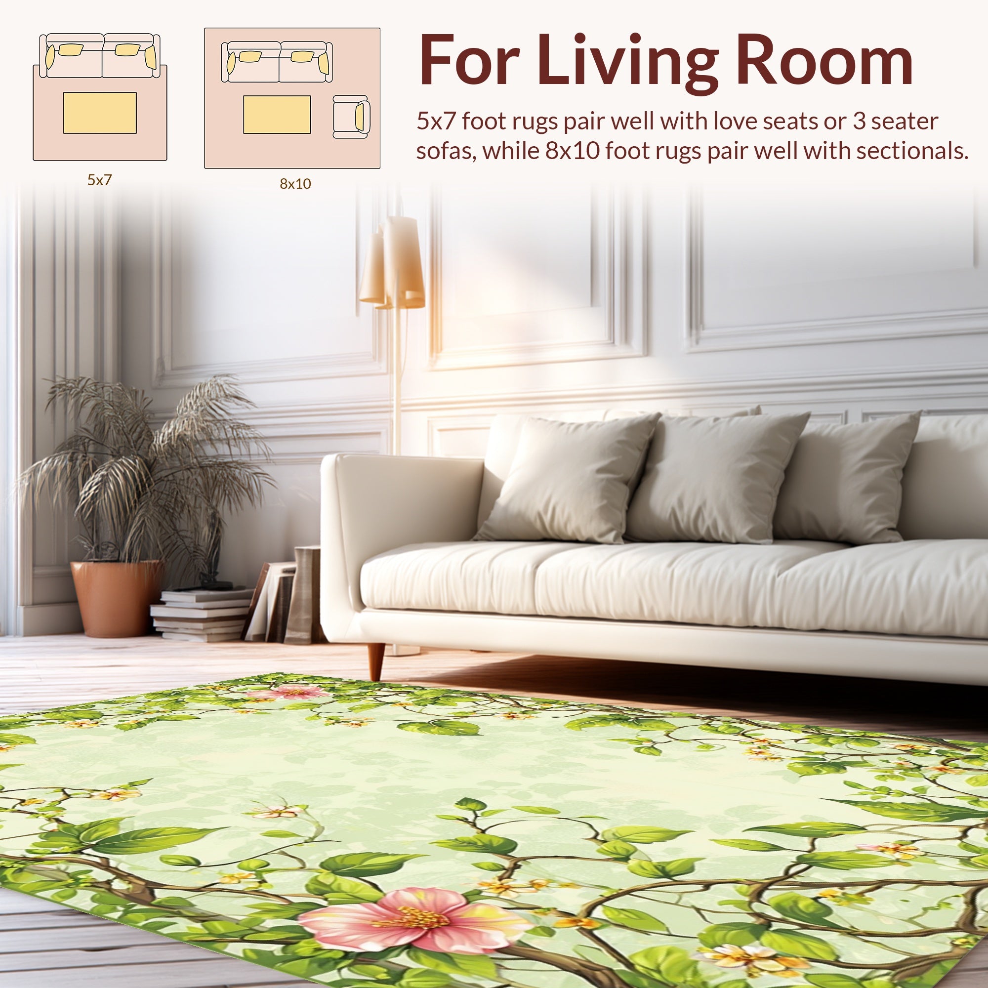 Vines And Blossoms Nature Pattern Rug