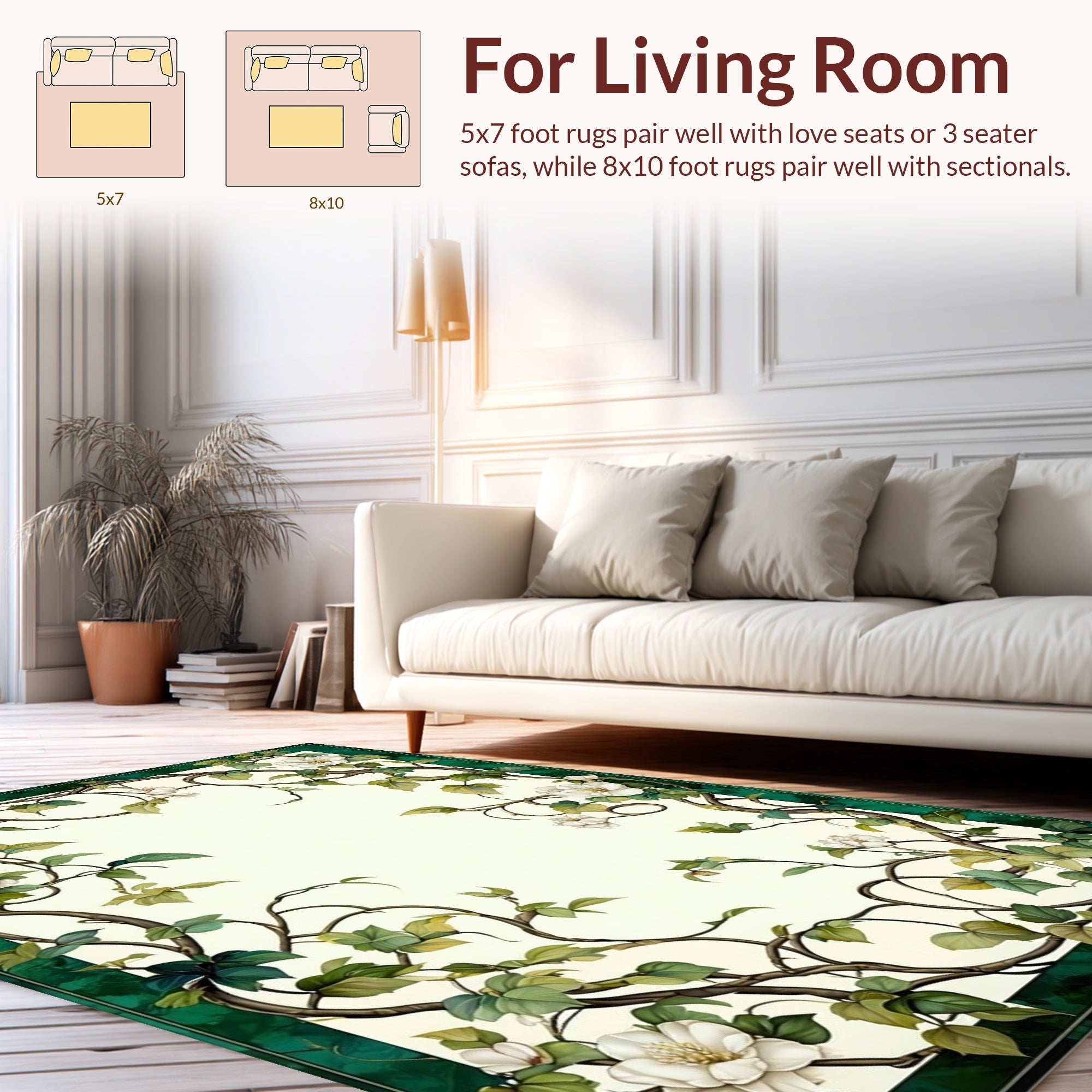 Vine Floral Garden Swirl Design Rug