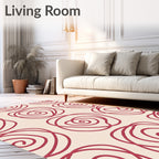 Crimson Abstract Rose Swirl Rug