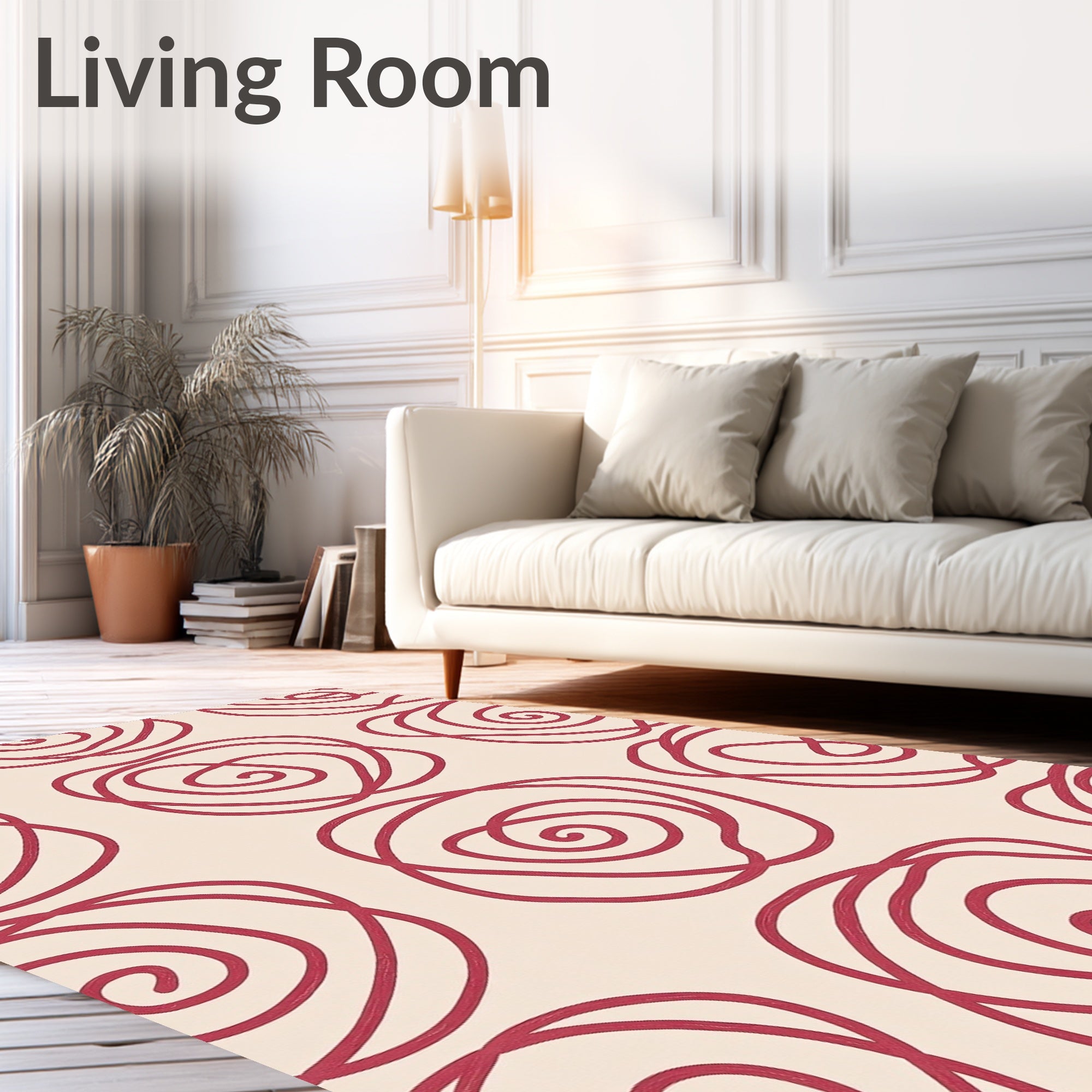 Crimson Abstract Rose Swirl Rug