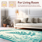 Teal Fern Botanical Nature Print Rug