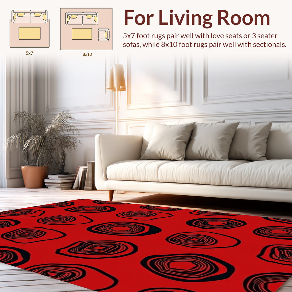Abstract Red Organic Shape Pattern Rug