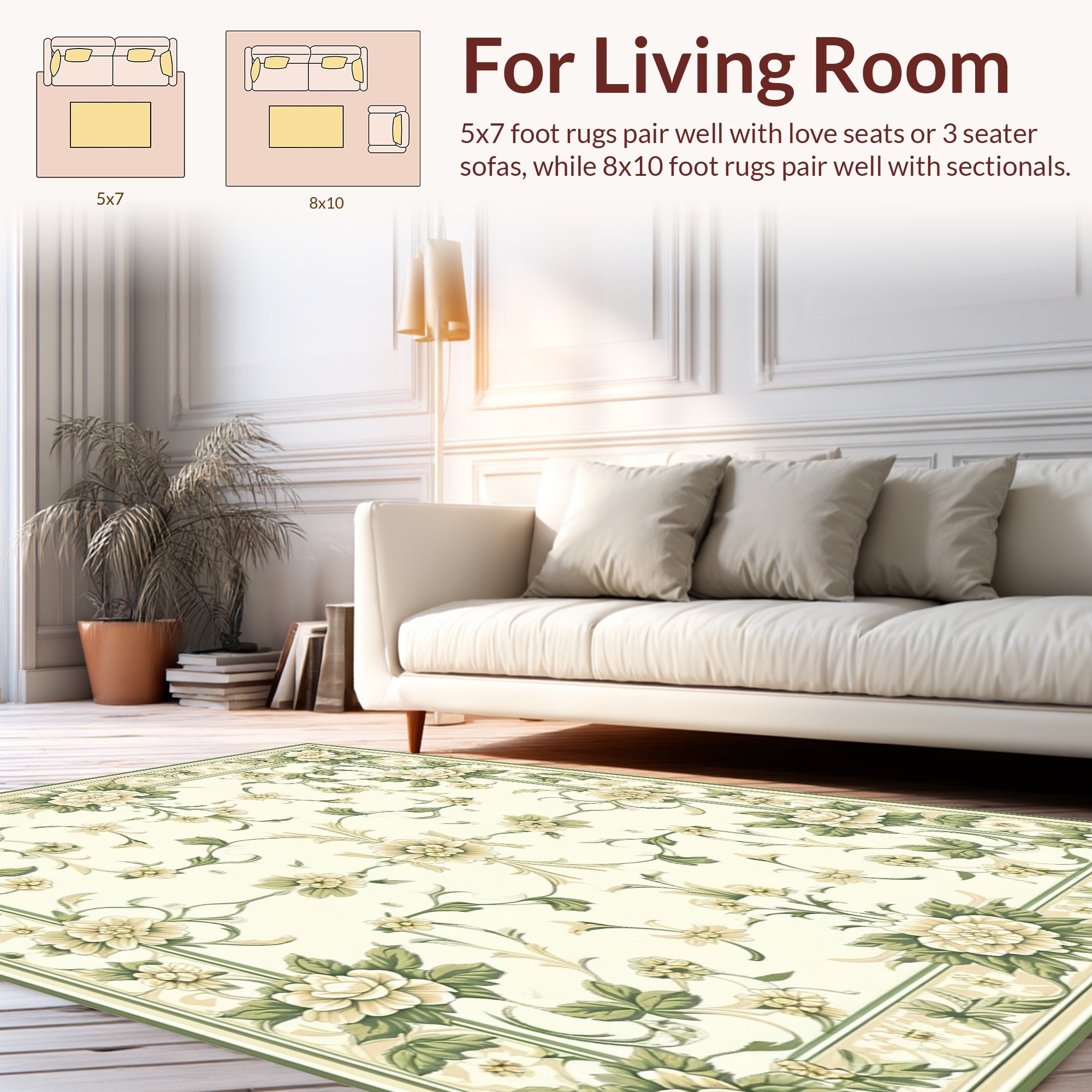 Vintage Floral Garland Scrollwork Pattern Rug