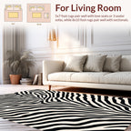 Black White Zebra Stripe Pattern Rug