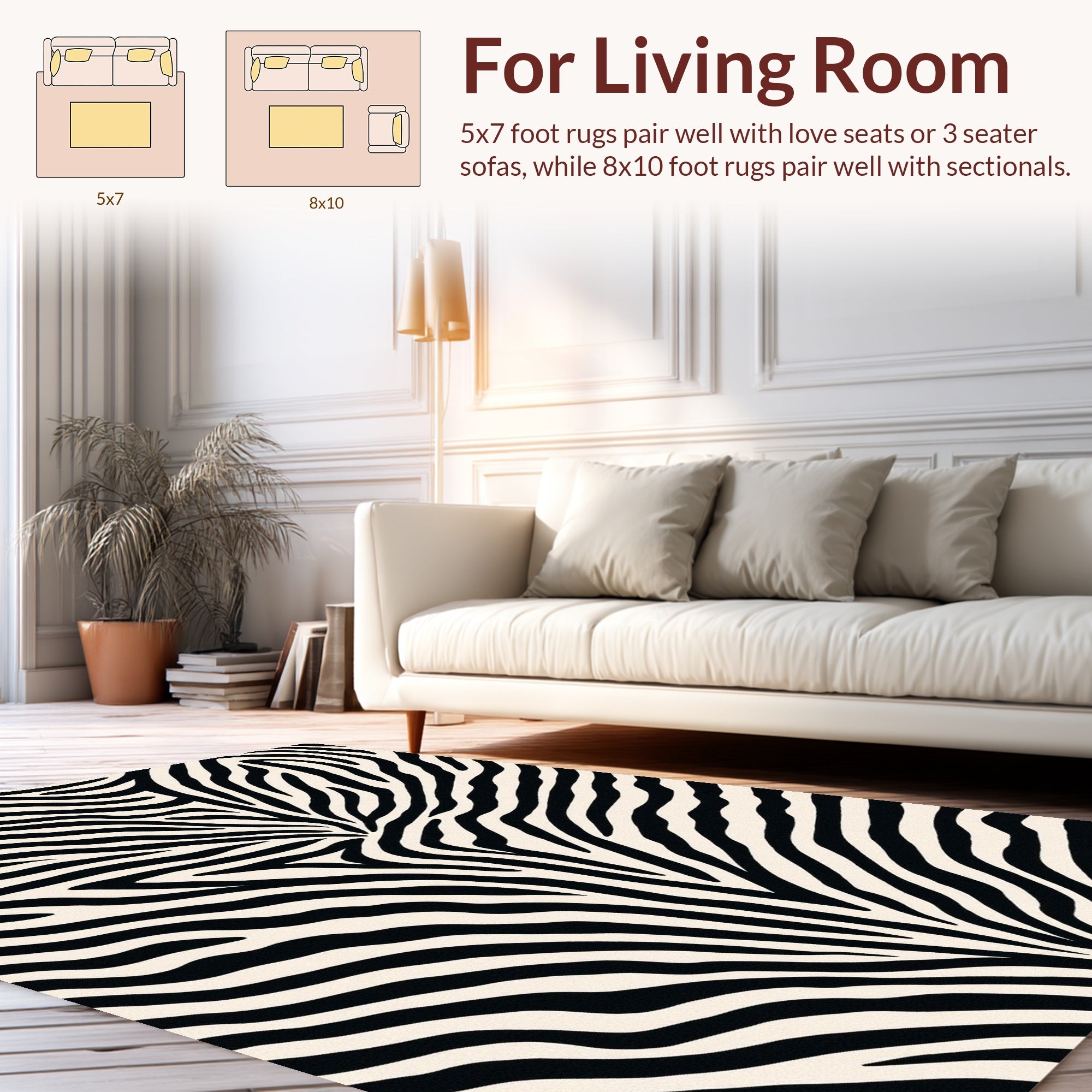 Black White Zebra Stripe Pattern Rug