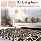 Ornate Swirls and Floral Scrollwork Design Rug