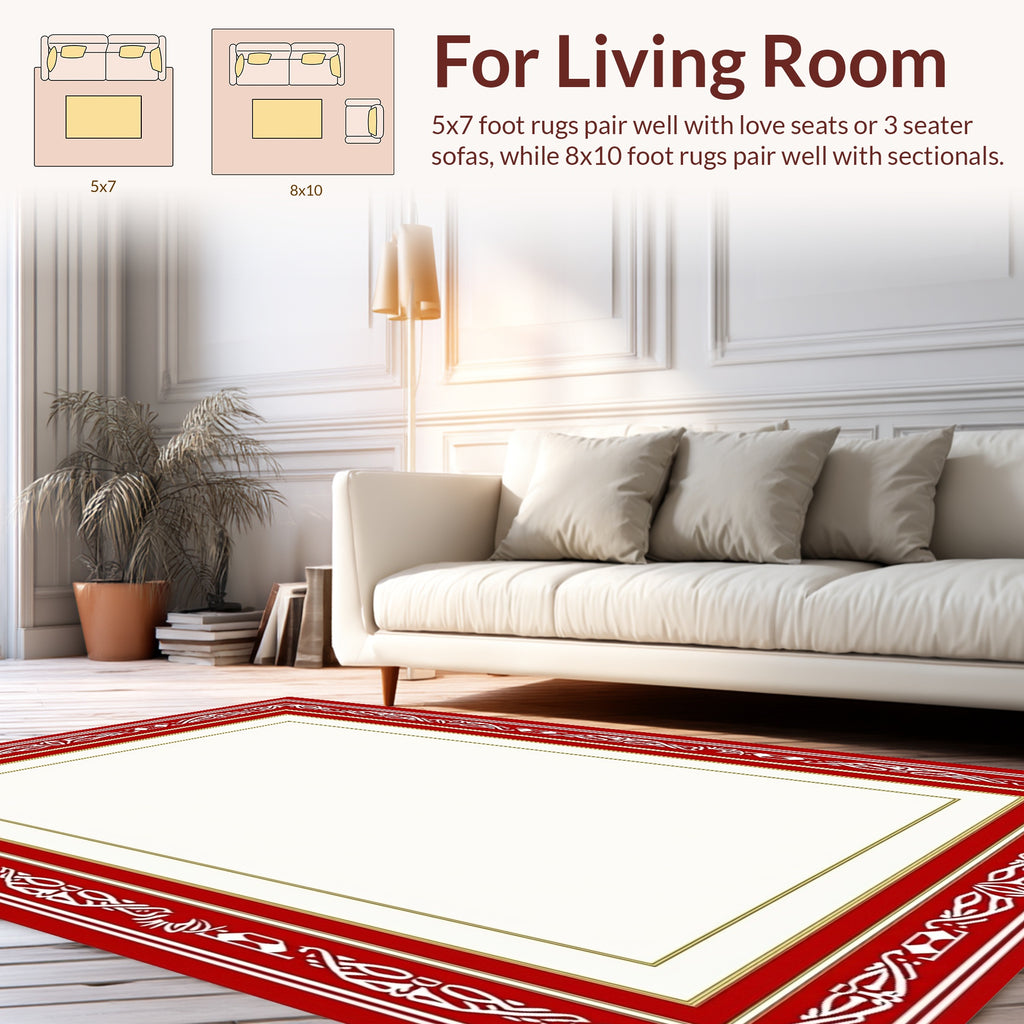Ornate Red Geometric Pattern Rug