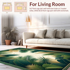 Lush Tropical Palm Leaf Pattern Rug