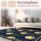 Art Deco Floral Pattern Navy Rug