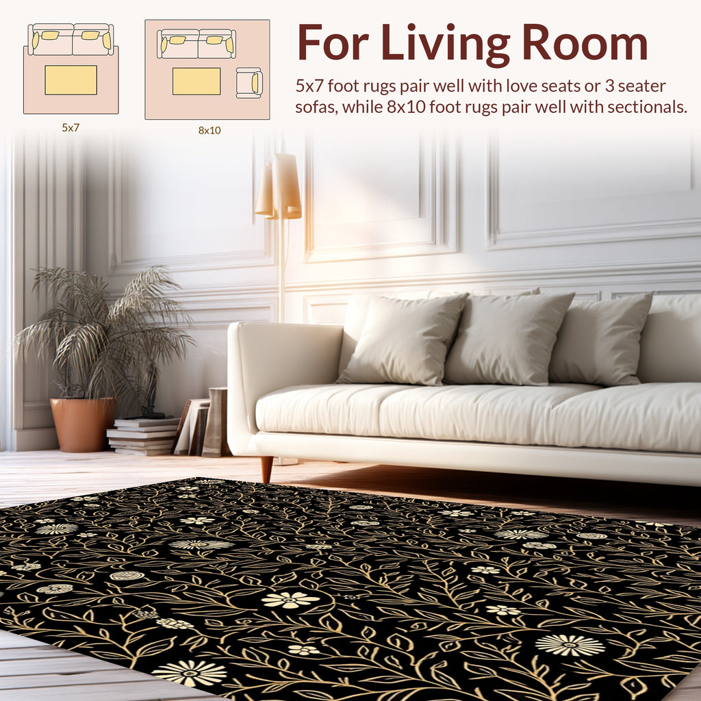 Botanical Floral Vine Pattern Rug