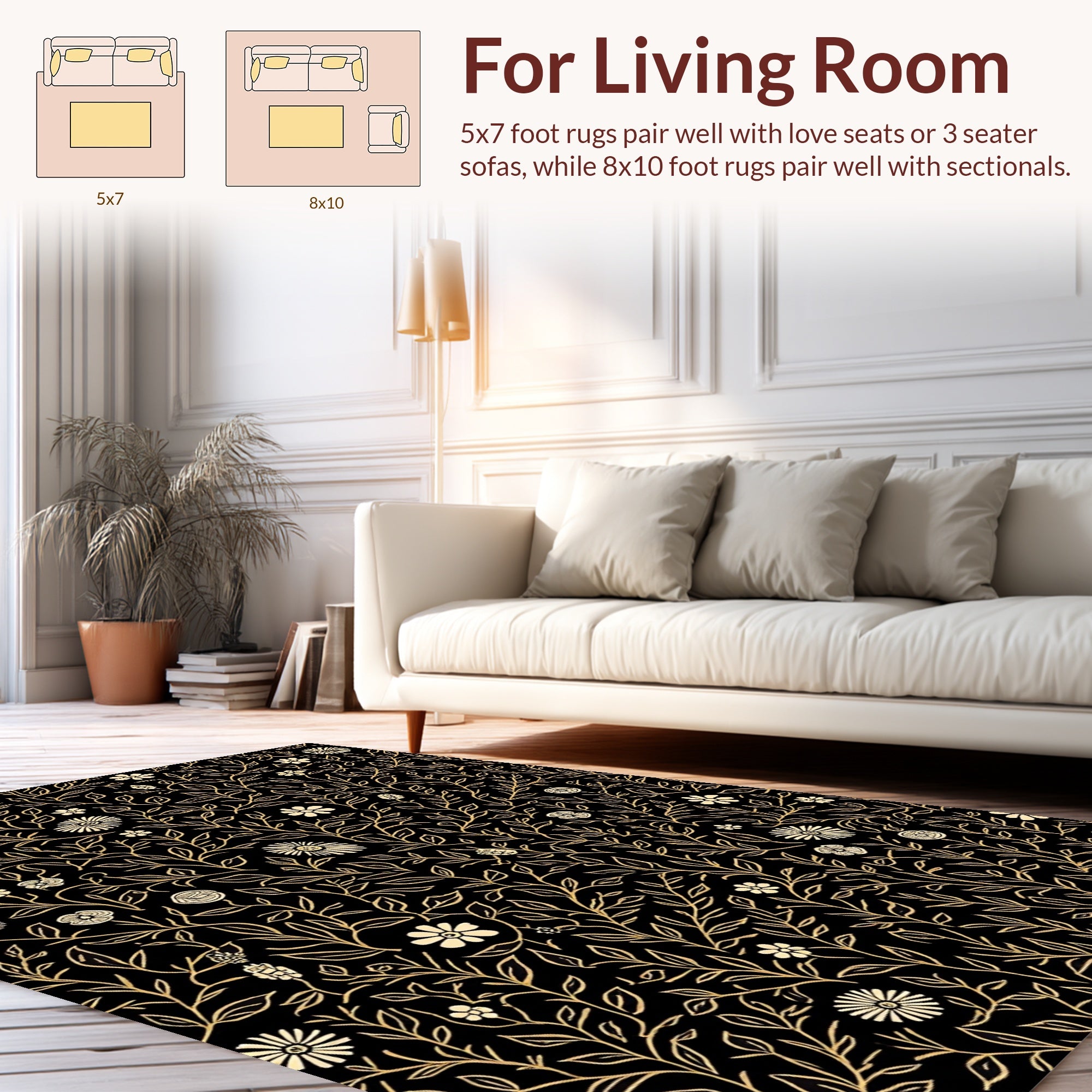 Botanical Floral Vine Pattern Rug