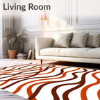 Crimson and Brown Wavy Stripe Composition Rug
