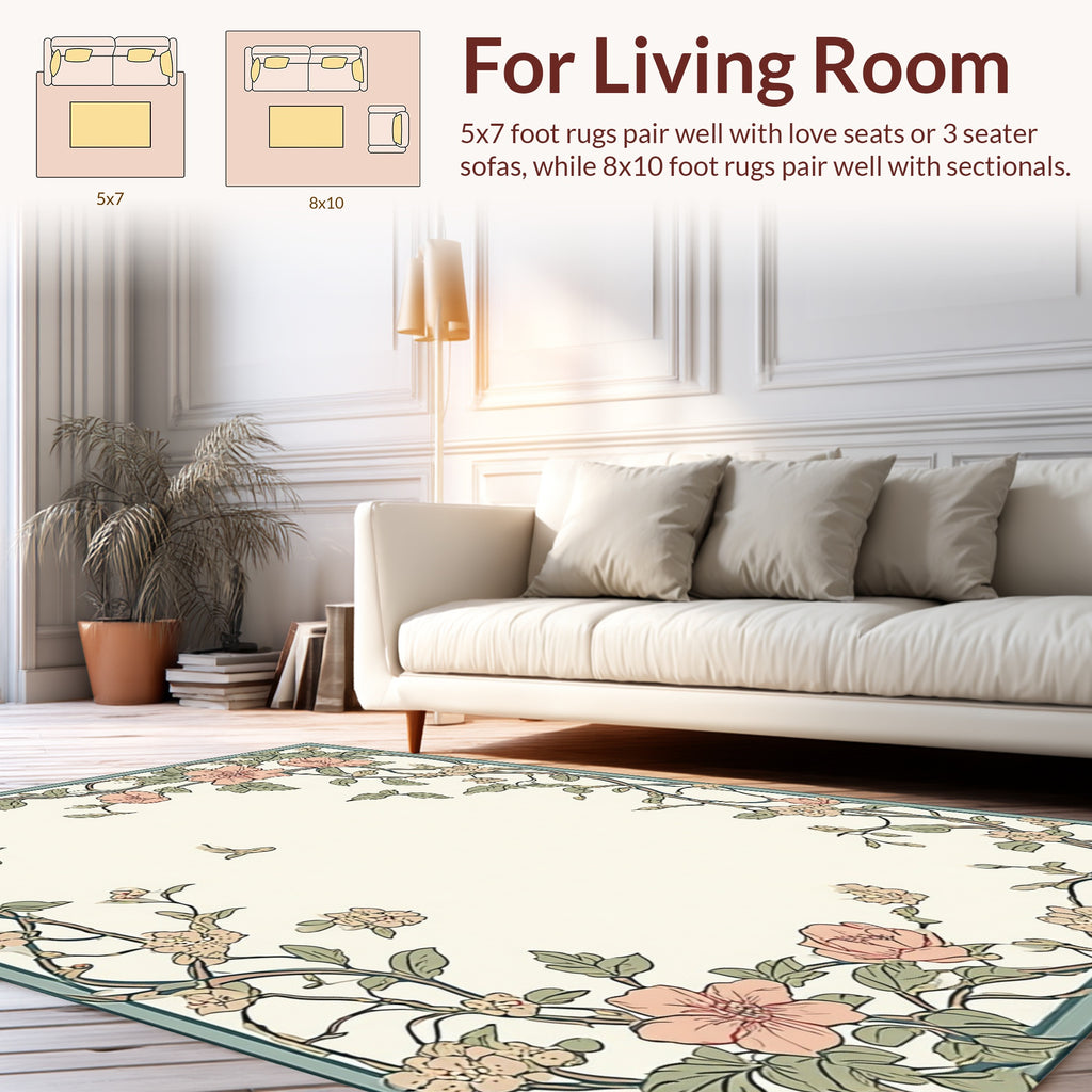 Floral Garden Branch Pattern Rug