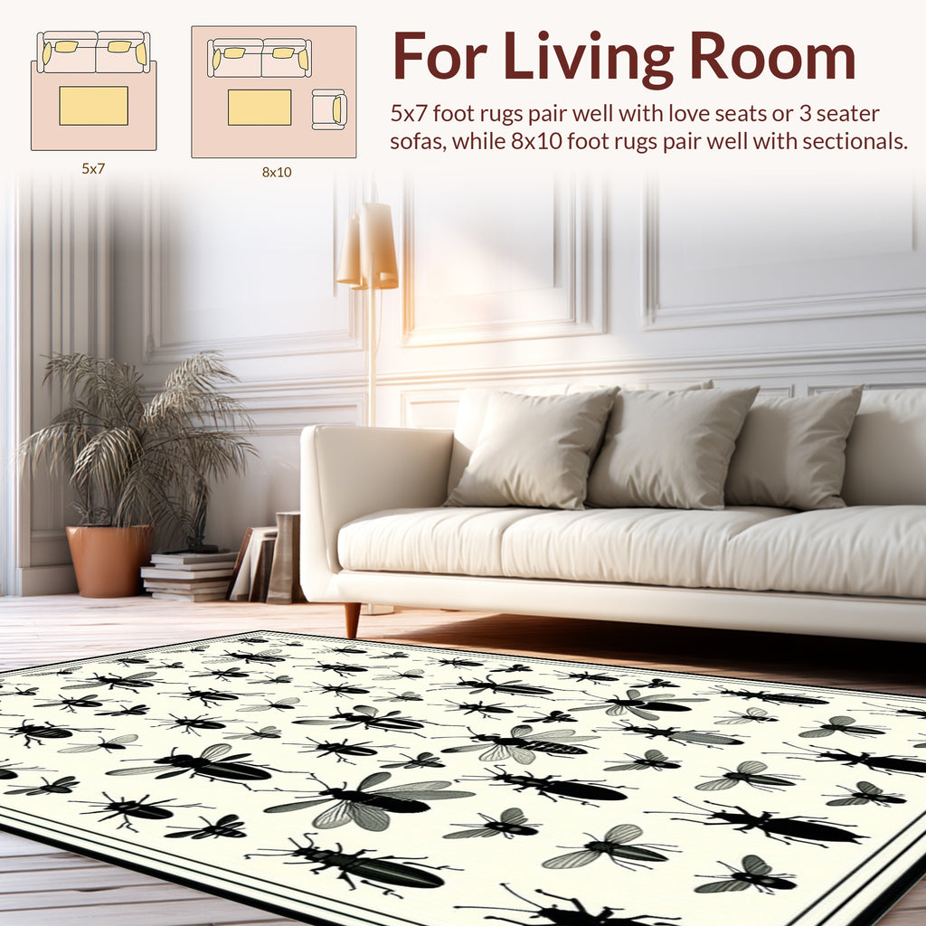 Insect Collection Vintage Style Pattern Rug