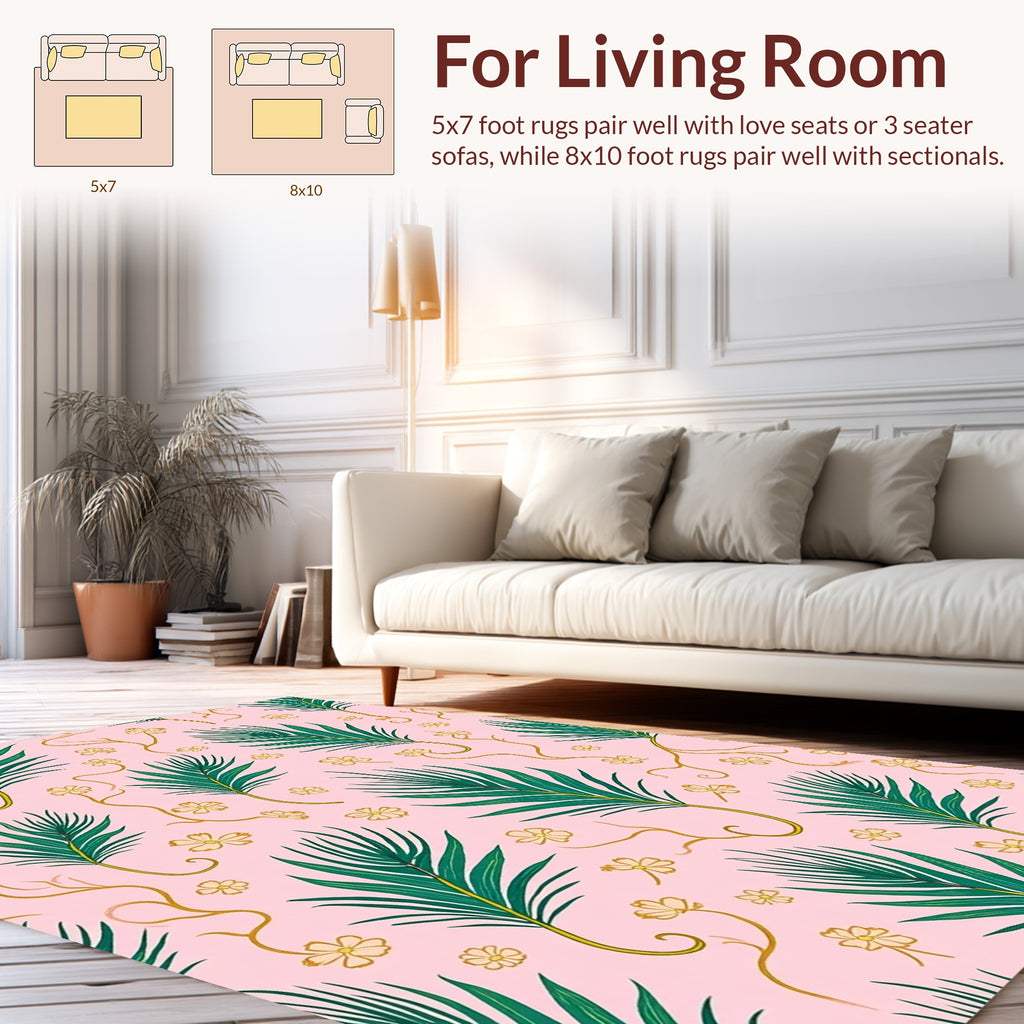 Green Frond Floral Pattern Rug