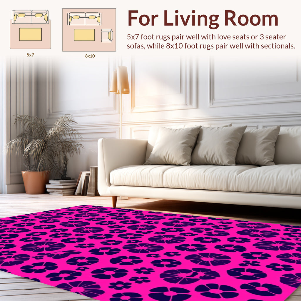 Bold Pink And Violet Floral Pattern Rug