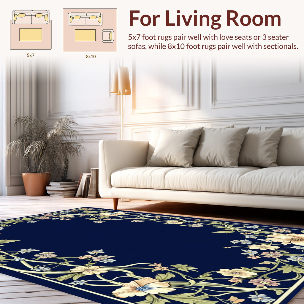 Floral Vines Bloom Pattern Rug