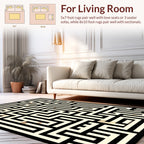 Black Beige Maze Pattern Rug