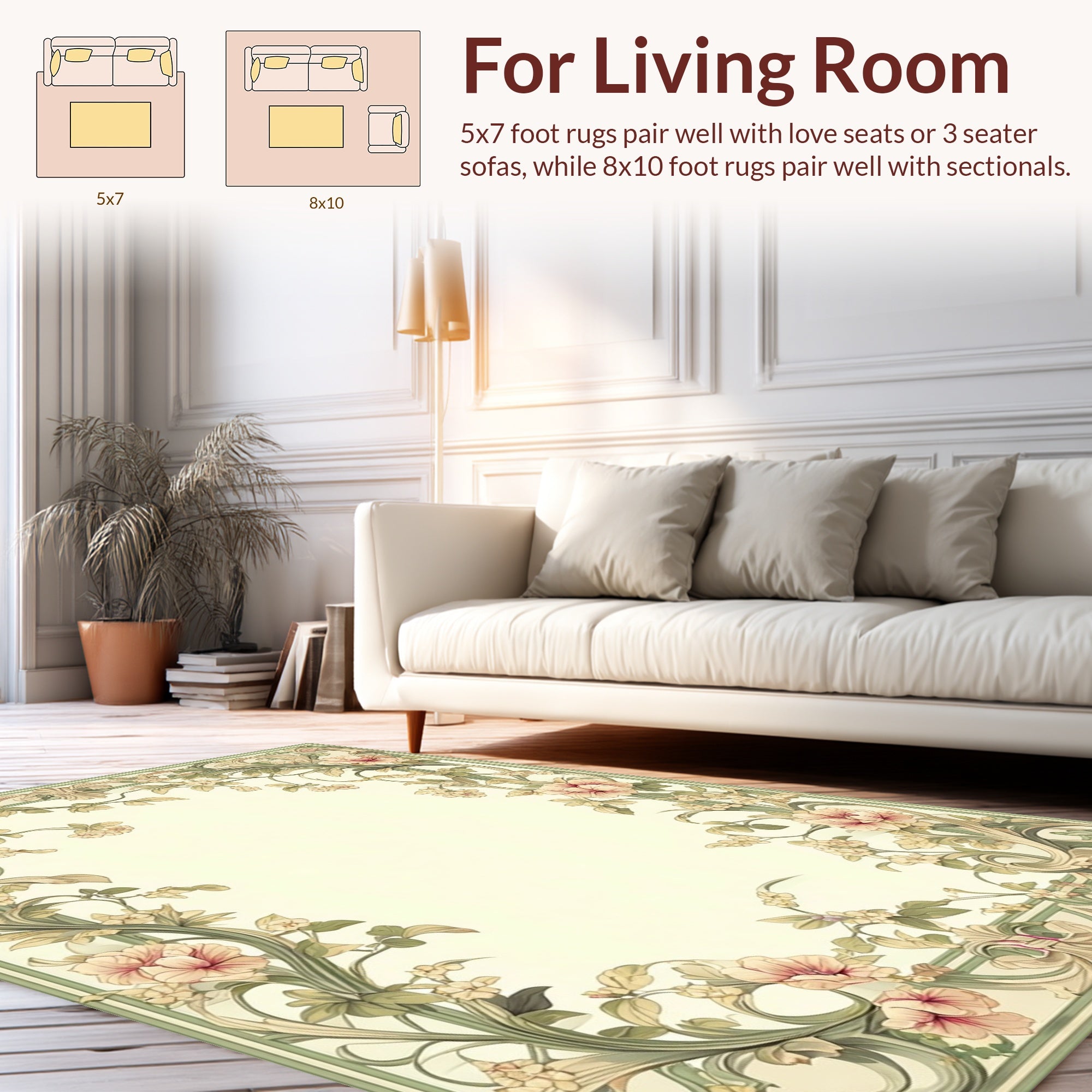 Art Nouveau Floral Vine Border Design Rug