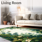 Tropical Jungle Butterfly Floral Scene Rug
