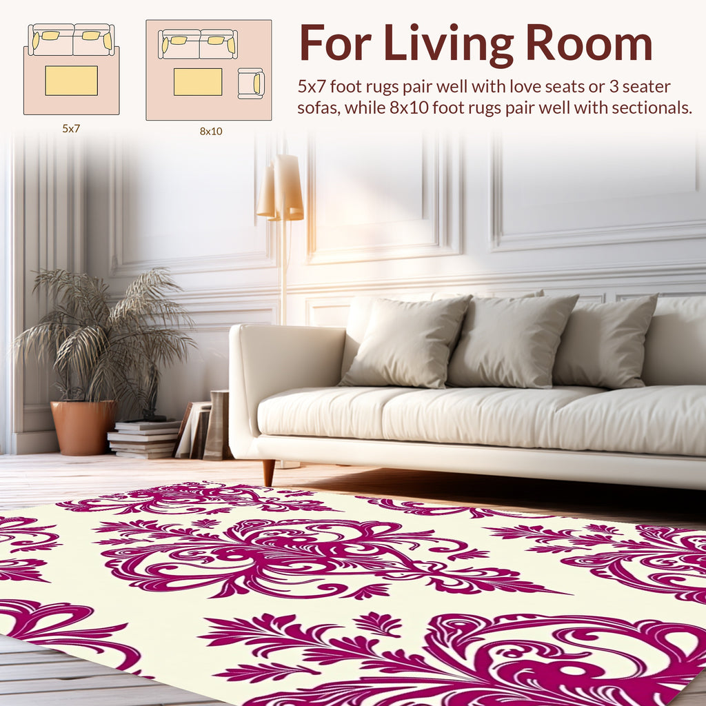 Ornate Damask Floral Design Rug