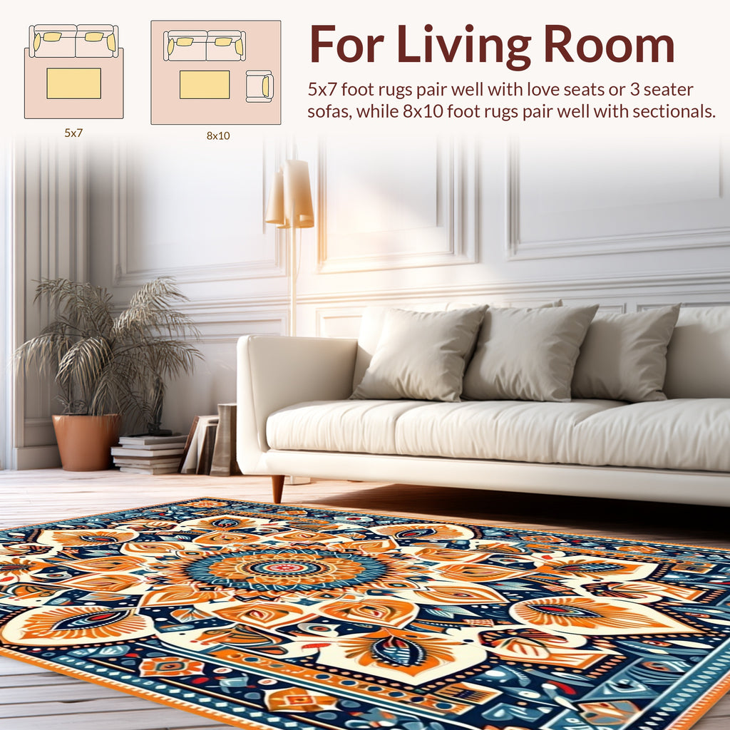 Intricate Mandala Floral Pattern Rug