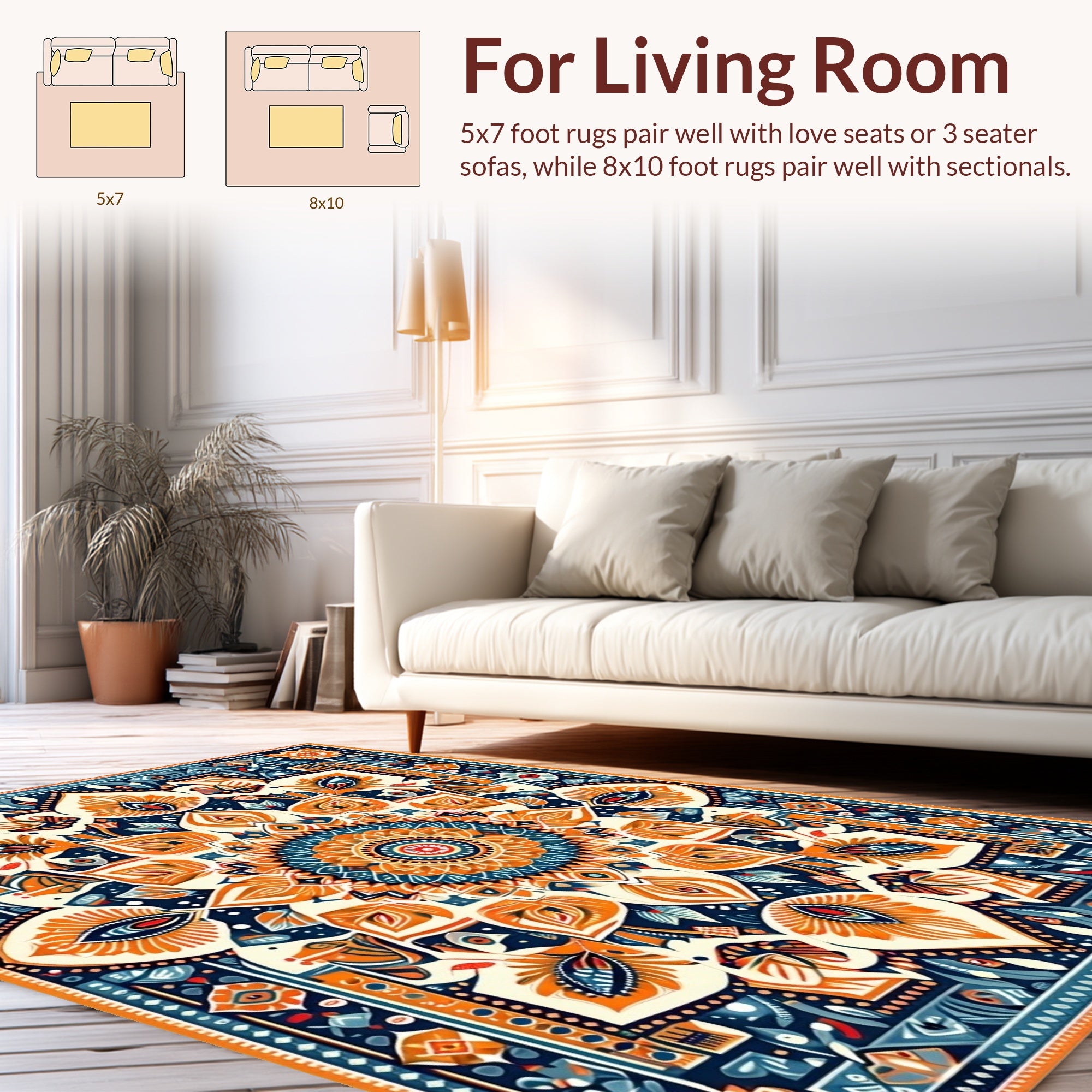 Intricate Mandala Floral Pattern Rug