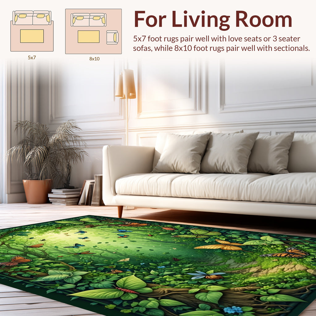 Enchanted Forest Butterfly Garden Design Rug