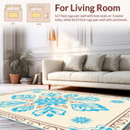 Azure Floral Mandala Pattern Rug