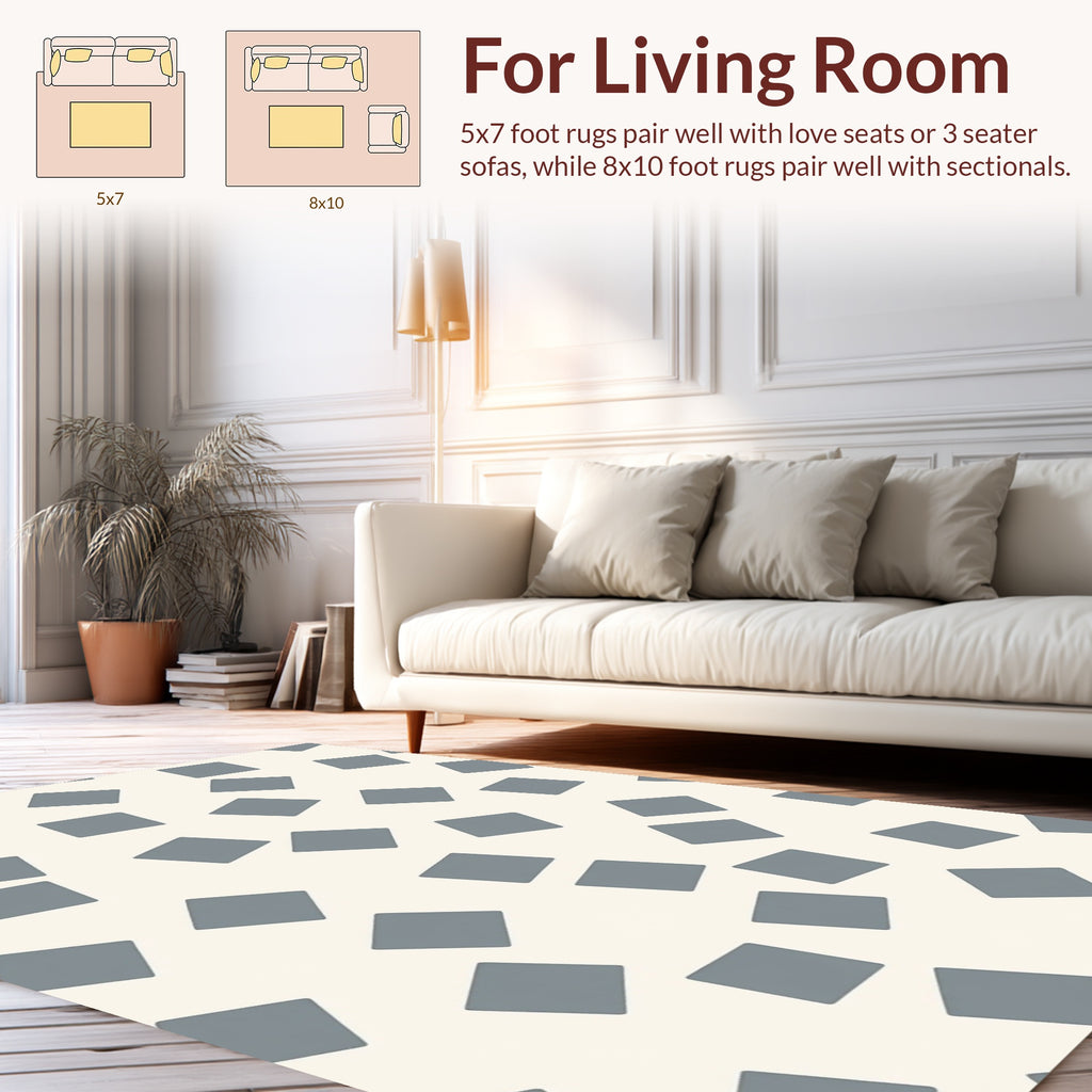 Scattered Square Pattern Grey Rug